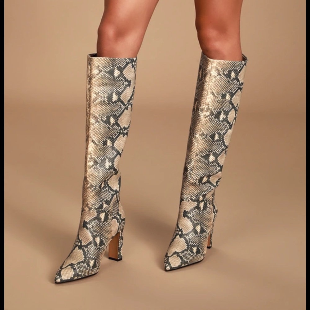Steven by Steve Madden snakeskin pointed toe knee high boots. Size 6.5